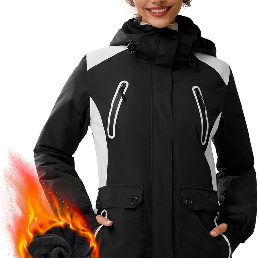 Women's Black and White Ski Jacket. Very Warm. Great Fit.